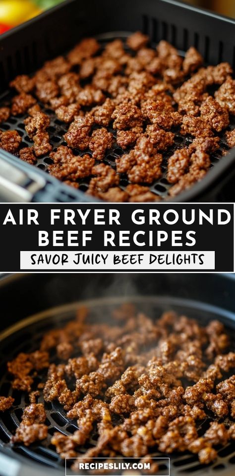 Cooking Ground Beef In Air Fryer, Air Fry Ground Beef, Airfryer Ground Beef Recipes, Ground Beef Air Fryer Recipes, Air Fryer Ground Beef Recipes, Air Fryer Beef Recipes, Air Fryer Recipes Videos, Beef Bites, Air Fryer Beef