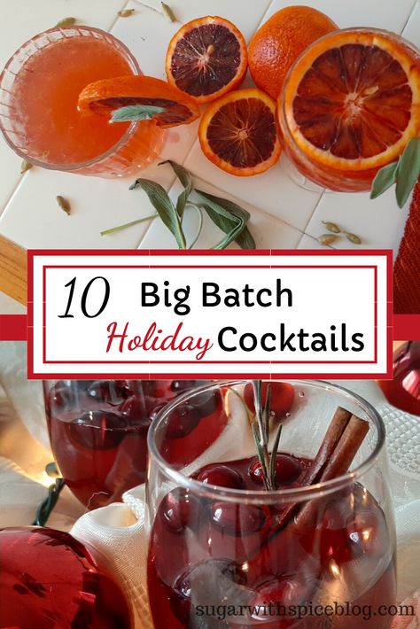 Batch Holiday Cocktails, Holiday Cocktails For A Crowd, Party Cocktails Big Batch, Holiday Cocktails Thanksgiving, Big Batch Cocktails, Nye Drinks, Cocktails For A Crowd, Nye Cocktail, New Years Eve Drinks