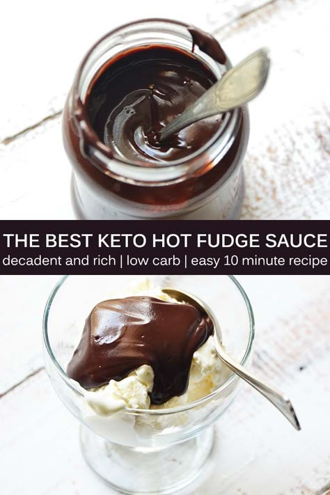 Hot Fudge Recipe, Homemade Hot Fudge, Keto Fudge, Keto Sauces, Hot Fudge Sauce, Low Carb Ice Cream, Keto Candy, Keto Ice Cream, Sugar Free Low Carb