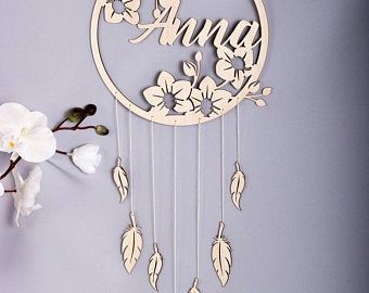 Wooden accessories Personal gifts Wedding accessories by LinesUp Wooden Dream Catcher, Lézervágott Fa, 3d Tiskárna, Wall Decor Birthday, Dream Catcher Wall Hanging, Dream Catcher Wall, Laser Cut Wood Crafts, Laser Engraved Ideas, Laser Art