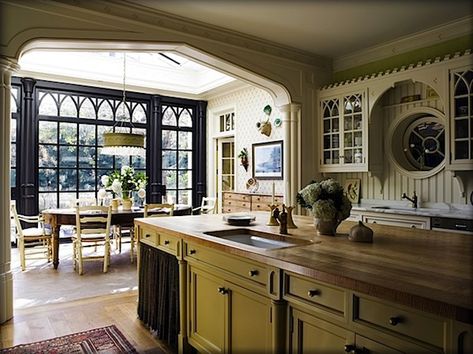 Gothic Revival Kitchen, Georgian Kitchen, Gothic Kitchen, Dream Kitchens Design, Gothic Revival, Georgian Homes, Classic Architecture, Gorgeous Kitchens, Large Kitchen