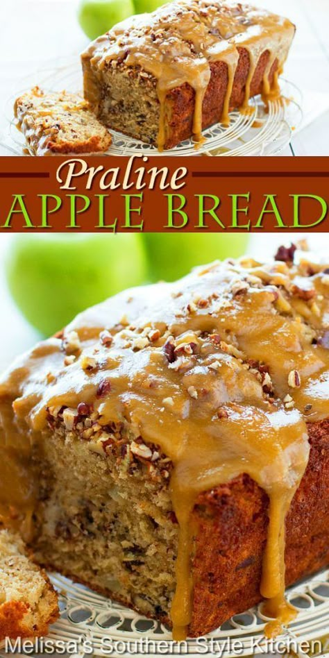 Praline Glaze, Brunch Dessert, Mid Afternoon, Cookies Bars, Fruit Bread, Apple Bread, Bread Recipes Sweet, Quick Bread Recipes, Sweet Breads