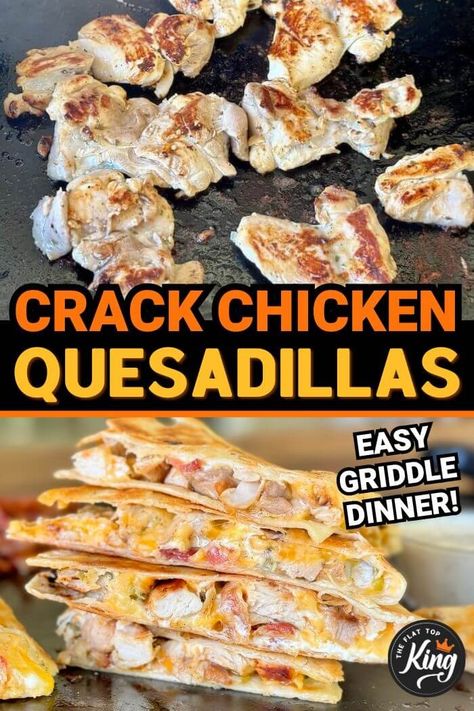 Whether you call them crack chicken quesadillas or chicken bacon ranch quesadillas, I just call them fantastic!  The secret is in the delicious chicken marinade and perfectly cooking the chicken on the griddle.  Definitely add this to your list of Blackstone griddle recipes to try!  Or you can make them in a skillet on the stovetop too! Black Stone Quesadillas, Chicken Recipes On The Blackstone, Chicken On The Blackstone Griddle, Chicken On Blackstone Griddle, Chicken Blackstone Recipes, Chicken Bacon Ranch Quesadilla, Homemade Jalapeno Ranch Dressing, Blackstone Chicken Recipes, Delicious Chicken Marinade