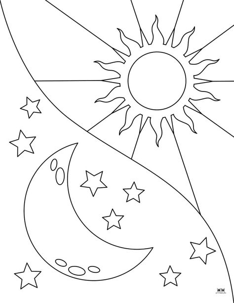 Print these moon coloring pages and templates, including moon phases, to help entertain and educate your little ones. Print from home. 100% FREE! Sun Template Free Printable, Sun And Moon Coloring Pages, Moon Coloring Pages, Moon Landscape, Moon Rock, Moon Drawing, Bullet Journal Writing, Color Worksheets