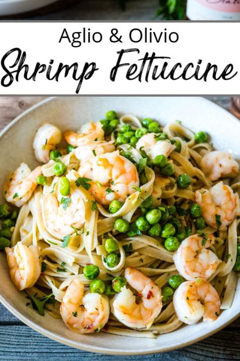 Shrimp sautéed with chilli flakes, garlic & olive oil and then tossed with fettuccine pasta and green peas. Perfect for a fish Friday feast! #shrimpfettuccine #fettuccine #shrimprecipes #glutenfreepastarecipes #pastaandshrimprecipes #easterrecipes #goodfridayrecipes #spicyshrimppasta Shrimp Peas Pasta, Shrimp And Peas Pasta, Shrimp And Peas, Yeast Allergy, Shrimp Pasta Recipes Healthy, Shrimp Dinner Recipes, Spicy Shrimp Pasta, Easy Shrimp Pasta, Pasta Recipes Healthy