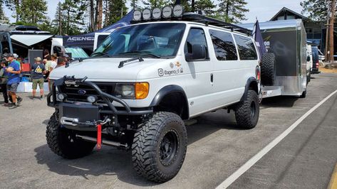 4x4 conversion ford e350 van with 8 inch lift kit Offroad Van, 4x4 Van Conversion, Surf Car, Lifted Van, 4x4 Camper Van, Snow Adventure, Adventure Van, Van Ideas, 4x4 Van