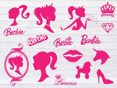 Barbie Silhouette Nails, Barbie Cup Ideas, Barbie Silhouette Tattoo, Barbie Silloute, Small Barbie Tattoo, Barbie Logo Tattoo, Barbie Svg File Free, Barbie Illustration Art, Barbie Logo Aesthetic