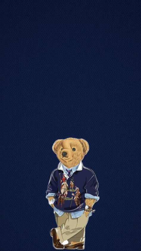 Polo Bear Wallpaper, Bear Iphone Wallpaper, Polo Bear, Bear Wallpaper, Iphone Wallpaper, Dark Blue, Iphone, Blue