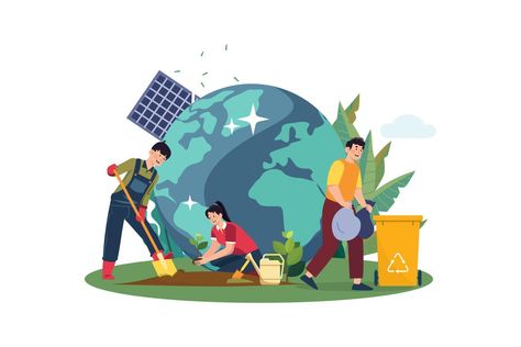 Earth Illustration, Earth Day Crafts, Environment Day, World Environment Day, Motion Design Animation, Character Collection, Happy Earth, Flat Illustration, Save The Planet