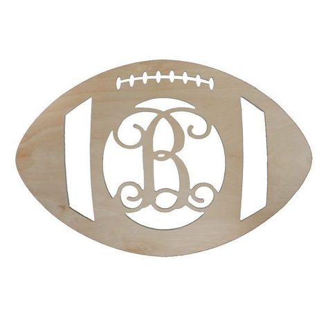 Wood Football Monogram. Unfinished Football Border, Door Monogram, Football Door Hangers, Billy B, Monogram Wall Decor, United Monograms, Wood Monogram, Initial Wall, Door Hanger Template