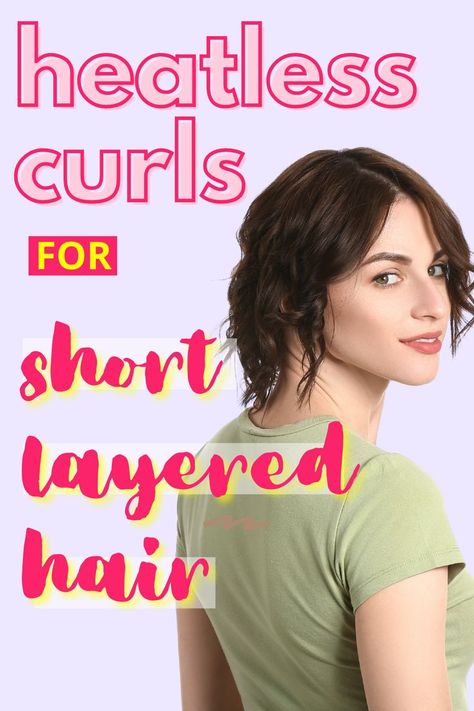 If you’re looking to completely stop getting heat damage, you don’t have to sacrifice curling your hair. There are tons of heatless options now for styling! Some people’s hair just curls better than others even without heat. Heatless curls can also take a little more time and effort to do but these are definitely alternatives that are worth a shot. Another great option is to use a curling ribbon. It can also work on short hair too, as long as you have enough hair to wrap around it. How To Wave Short Hair Without Heat, Heatless Curls Overnight Medium Length Hair, How To Make Short Hair Wavy Without Heat, Heat Free Curls For Short Hair, Heatless Curls Overnight Layered Hair, Hair Curlers Short Hair, Heatless Curls Layered Hair, No Heat Short Hair Curls, How To Style Short Hair No Heat