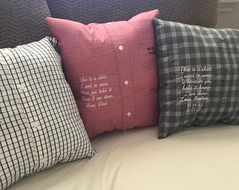 QUILT Block Patchwork Memory Pillow Made From Loved Ones Clothes Shirt Blouse Coat Pants Jeans Memorial Keepsake Heart Shape or 18 Square - Etsy Pillow From Shirt, Memorial Pillows, Memory Pillow From Shirt, Tie Pillows, Sunflower Pillow, Memory Pillow, Clothes Shirt, Memory Shirts, Memory Pillows