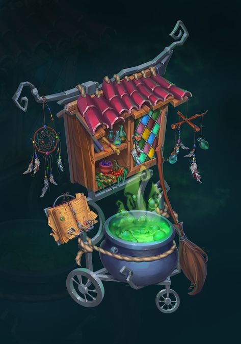 Vehicle Concept Art, Magic Cauldron, Vehicle Concept, Baba Yaga, Green Witch, Prop Design, Zbrush, Dark Fantasy, 3d Art