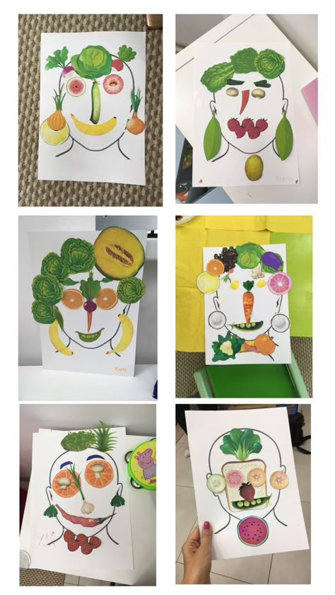 Vegetable Activity For Kids, Healthy Food Activities For Preschool, Healthy Food Activities, Healthy Food Art, Vegetable Crafts, Veggie Art, Fruit Crafts, Healthy And Unhealthy Food, Kids Vegetables