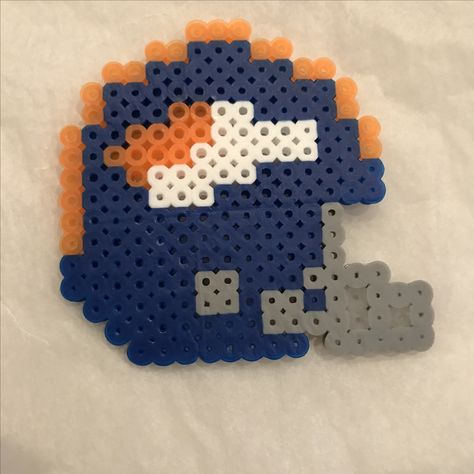 Denver broncos football helmet. Perler beads Football Helmet Perler Bead Patterns, Melts Beads, Perler Earrings, 2023 Crafts, Denver Broncos Football, Perler Ideas, Michaels Craft, Easy Perler Beads Ideas, Fuse Bead Patterns