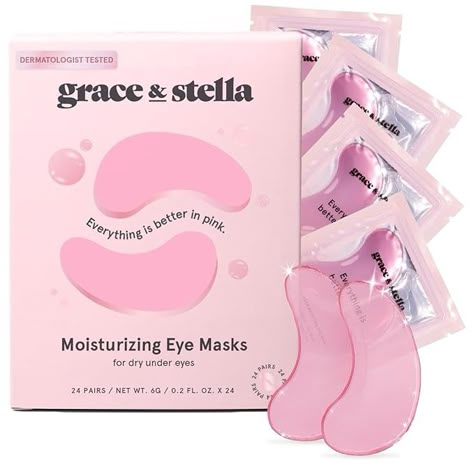 Amazon.com : grace & stella Award Winning Under Eye Mask (Pink, 24 Pairs) Reduce Dark Circles, Puffy Eyes, Undereye Bags, Wrinkles - Gel Under Eye Patches - Birthday Gifts for Women - Vegan Cruelty-Free Self Care : Beauty & Personal Care Tighten Under Eye Skin, Undereye Bags, Dry Under Eyes, Bachelorette Gift Bags, Under Eye Patches, Skincare Wishlist, Under Eye Mask, Leona Lewis, Under Eye Wrinkles