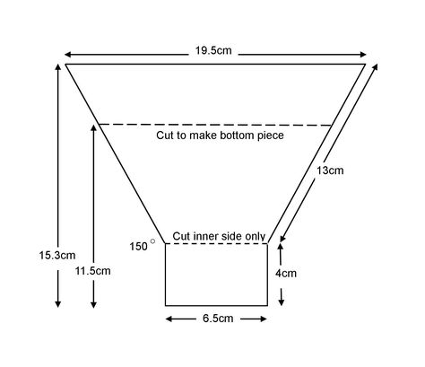 Diagram and dimensions of the top and bottom pieces of the flash diffuser: the two pieces were identical except that the bottom was cut short along the upper dotted line. Both pieces were cut along the lower dotten line but only on the inner surface and not all the way through Diy Light Bulb, Softbox Lighting, Home Photo Studio, Photography Set Up, Manual Photography, Photography Lighting Setup, Diy Camera, Perspective Photography, Camera Photos