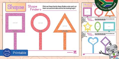 * NEW * Shape Finders Templates Shape Finders, Two Dimensional Shapes, Dimensional Shapes, Interactive Learning, Preschool Kids, Life Skills, Fun Learning, Teaching Resources, Activities For Kids