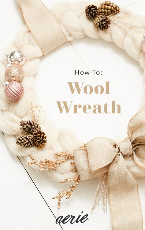 Wool Wreath Diy, Wool Wreath, Roving Yarn, Roving Wool, Yarn Wreath, Yarn Skein, Home For The Holidays, Chunky Wool, Winter Wreath