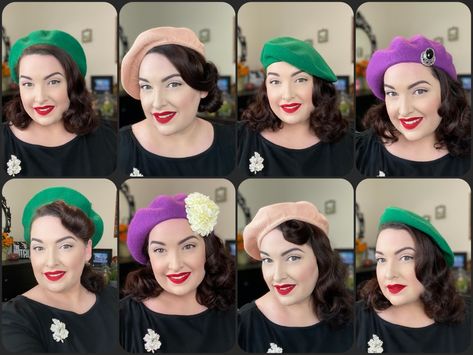 Vintage Beret Hairstyle, Beret Hairstyles Vintage, Wearing A Beret, How To Wear A Beret Hat With Short Hair, Ways To Wear A Beret, How To Wear A Beret With Short Hair, Baret Hairstyles, How To Wear A Beret Hat, Beret With Bangs