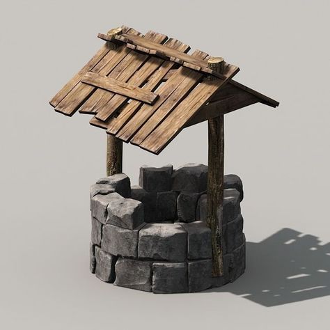 Grpahic Design, Well Ideas, 3d Modeling Tutorial, Low Poly Art, 3d Modelle, Social Media Services, 3d Modelling, Water Well, Environment Concept Art