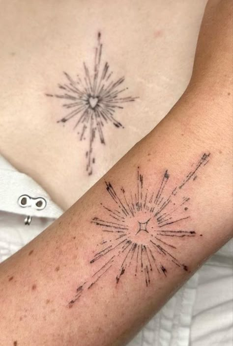 Heart And Star Tattoo, Maching Tattoos, Sparkle Tattoo, Small Star Tattoos, Cherub Tattoo, Harry Styles Tattoos, Light Tattoo, Star Tattoo Designs, Star Tattoo