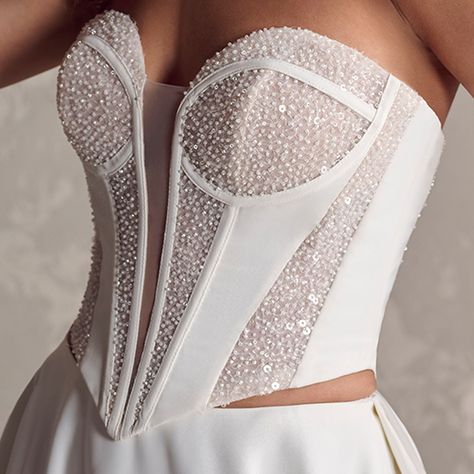 Carter Two-Piece Corset Wedding Gown | Sottero and Midgley Corset Wedding Gown, Wedding Gown A Line, Matric Dance Dresses, Sottero And Midgley Wedding Dresses, Sottero Midgley, Wedding Corset, Sottero And Midgley, Short Engagement, Two Piece Gown