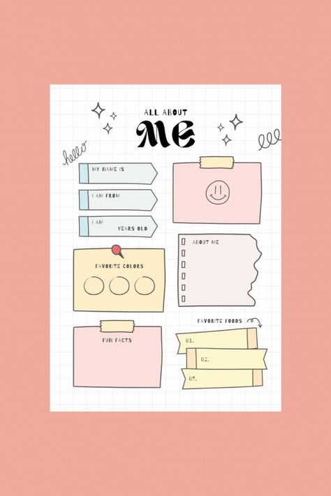 Discover the perfect way to encourage your child’s self-discovery with our "All About Me" printable sheet, available on Etsy. This fun and interactive activity allows kids to fill out details about themselves, including their favorite things, dreams, and unique traits. Ideal for back-to-school projects, birthday parties, or just a rainy day at  Discover a fun way for kids to express themselves with our "All About Me" printable sheet.    Printable All About Me Sheet, Kids Activity All About Me Sheet, About Me Sheet, Printable All About Me, About Me Printable, All About Me Printable, Me Template, Classroom Helpers, About Me Template, Teacher Printable