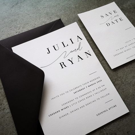 Simple Black And White Wedding Invites, Simple And Elegant Wedding Invitations, Wedding Invites Minimalist, Monochrome Wedding Invitations, Save The Date Black And White, Black And White Invitations Wedding, Romantic Wedding Invitations Elegant, Black And White Wedding Invites, Invite Aesthetic