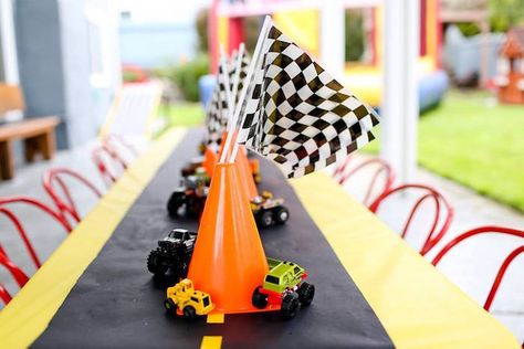 Orange Caution Cone Table Centerpiece from a Hot Wheels Car Birthday Party on Kara's Party Ideas | KarasPartyIdeas.com (21) Fast One Birthday Party Food, Hot Wheels Themed Birthday Party, 4de Verjaardag, Hotwheels Birthday Party, Racing Party, Cars Birthday Party, Hot Wheels Party, Hot Wheels Birthday, Car Birthday Theme