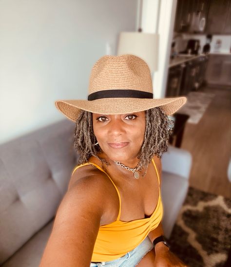 Cowboy Hat And Locs, Hat With Locs, Grey Sisters, Cowgirl Stuff, Short Locs, Sister Locs, Sisterlocks, Cowgirl Hats, Cowboy Hat