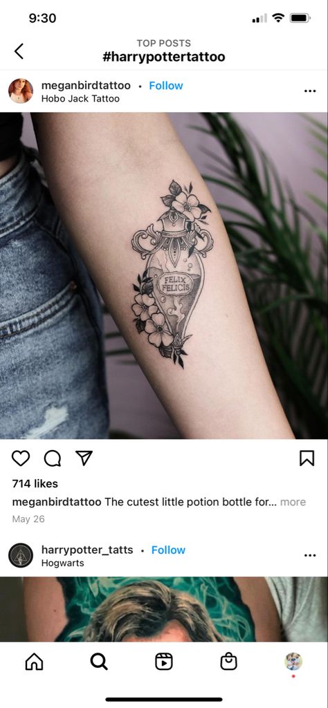 Patchwork Harry Potter Tattoo, Pretty Harry Potter Tattoos, Harry Potter Spell Tattoo, Feminine Harry Potter Tattoo, Tattoos For Women Harry Potter, Harry Potter Flower Tattoo, Harry Potter Hand Tattoo, Hogwarts Letter Tattoo, Harry Potter Thigh Tattoo