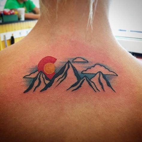 Colorado Colorado Mountain Tattoo, Colorado Tattoo Ideas For Women, Colorado Mountains Tattoo, Mt Tattoo, Colorado Tattoos, Denver Tattoo, Sky Tattoo, Mountain Tattoos, Colorado Tattoo