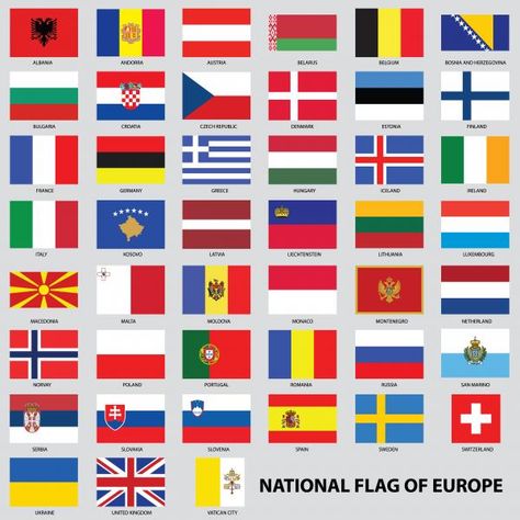 Banderas de los países de Europa North America Flag, All World Flags, British Vs American, Flags Of European Countries, Flag Of Europe, World Country Flags, Flags Europe, Geography Quiz, All European Countries