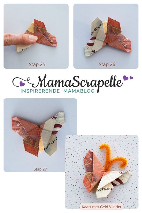 Geld vouwen; van bloem tot vlinder - MamaScrapelle Money Origami, Paper Butterfly, Happy Birthday Wishes, Paper Crafting, Diy Gifts, Anniversary Gifts, Origami, Paper Crafts, Money