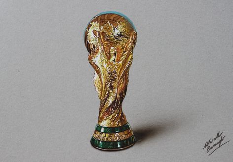 World Cup Trophy Drawing, Trophy Drawing, Fifa World Cup Trophy, Marcello Barenghi, Candy Drawing, Hockey World Cup, World Cup Trophy, Champions Of The World, 3d Drawings