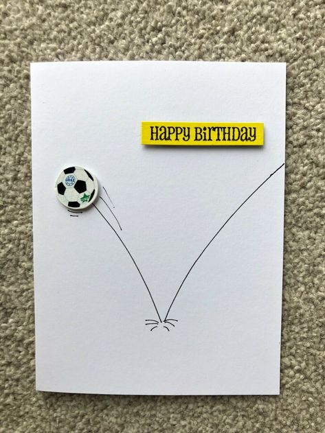 Birthday Card For Football Lover, Men Birthday Card Ideas, Football Birthday Card Ideas, Football Cards Handmade, Birthday Card Ideas For Boys, Peekaboo Cards, Homemade Cards For Men, Birthday Card Football, Embroidered Cards