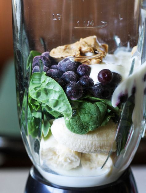 Peanut Butter Blueberry, Cherry Smoothie, Protein Smoothies, Peanut Butter Smoothie, Blueberry Juice, Frozen Cherries, Blueberries Smoothie, Fresh Spinach, Green Smoothie Recipes