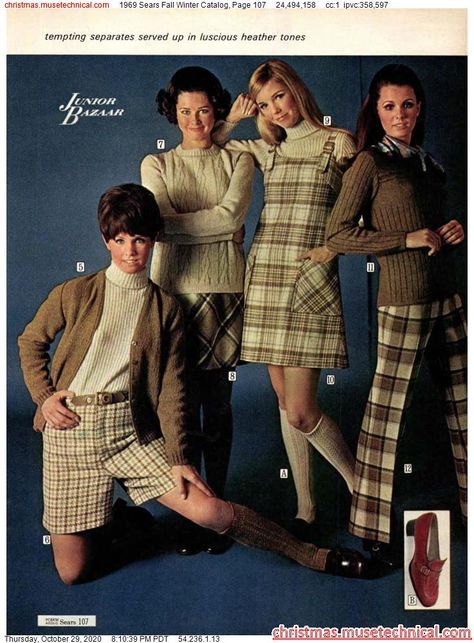 60s Winter Fashion, Late 60s Fashion, 1960s Fashion Women, High Knee Socks Outfit, Sassy Style, Sears Catalog, 1900s Fashion, 60s 70s Fashion, 60s And 70s Fashion