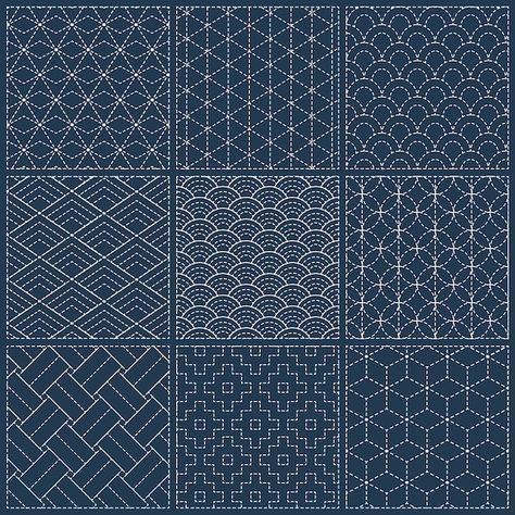 Motif De Colorant Indigo Sans Couture Sa... | Premium Vector #Freepik #vector #design-textile #motif-tissu #motif-textile #motif-japonais Sashiko Patterns, Sashiko Pattern, Japanese Poster Design, Sashiko Boro, Boro Sashiko, Sashiko Embroidery, Japanese Embroidery, Indigo Dye, Deco Mesh Wreaths