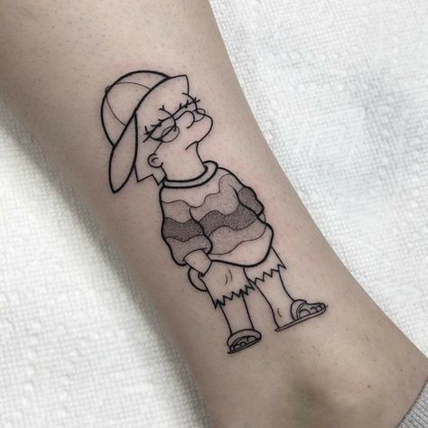 Lisa Simpson Tattoo, Simpson Tattoo, Simpsons Tattoo, Gemini Tattoo, Gorgeous Tattoos, E Tattoo, Dainty Tattoos, Cartoon Tattoos, Disney Tattoos