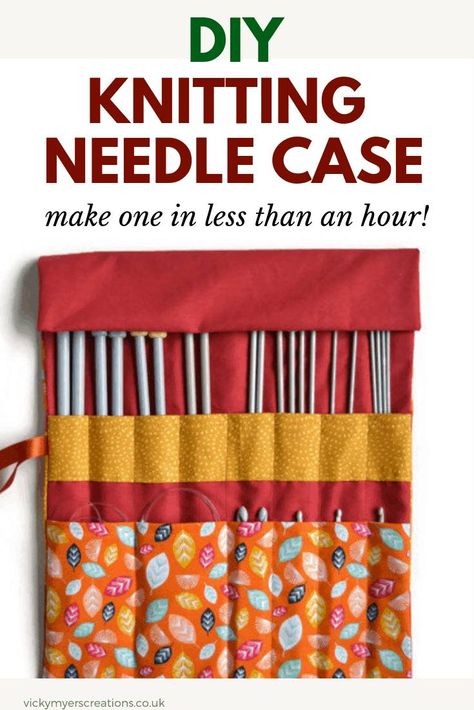 Knitting Needle Case Tutorial – VickyMyersCreations Knitting Needle Case Tutorial, Diy Knitting Needle Case, Needle Case Pattern, Knitting Needle Case Pattern, Syprosjekter For Nybegynnere, Diy Knitting Needles, Round Knitting, Knitting Needle Storage, Needle Storage