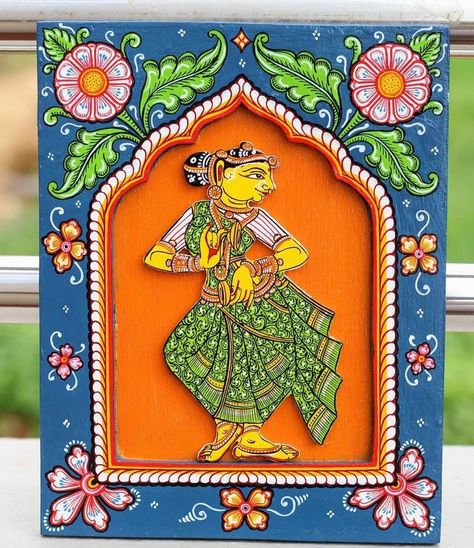 Pin by P.D. on art | Folk art painting, Diy art painting, Indian folk art Art Painting Diy, Phad Painting, Painting Indian, Rajasthani Art, Indian Arts And Crafts, 3d Frames, Kalamkari Painting, Pichwai Paintings, Clay Wall Art