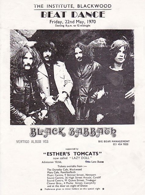 Black Sabbath – Extremely Early 1970 UK Concert Handbill / Vertigo 1st LP Black Sabbath Poster, Black Sabbath Concert, Vintage Concert Posters, Popular Bands, Greys Anatomy Memes, Metal Albums, Pop Rock Bands, Concert Poster, Judas Priest