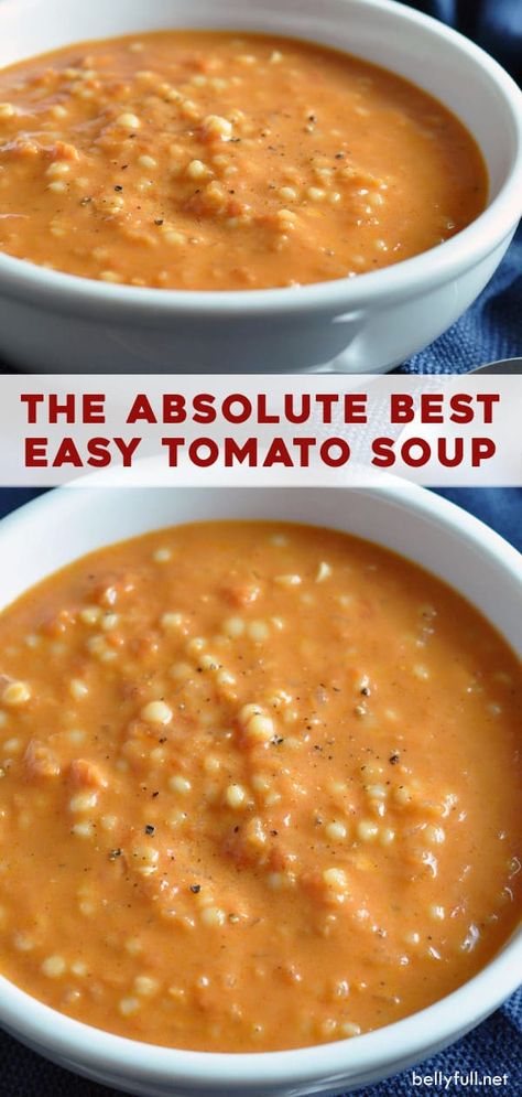 Easy Tomato Soup Recipe, Best Tomato Soup, Tiny Pasta, Creamy Tomato Pasta, Tomato Soup Easy, Soups Stews Chilis, Tomato Soup Recipes, Savory Soups, Cheese Sandwich