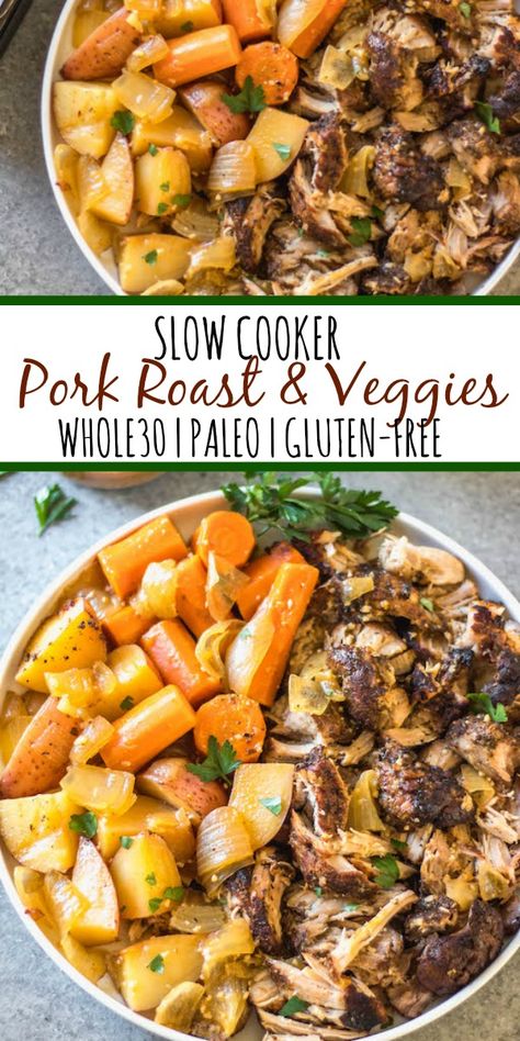 Pork Roast Crock Pot Recipes, Pork Crockpot, Crockpot Pork Roast, Slow Cooker Pork Roast, Pot Roast Crock Pot Recipes, Roast Vegetables, Paleo Pork, Healthy Pork, Pork Roast Recipes