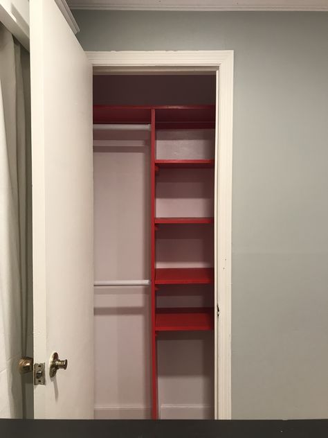 Micro Closet Organization, Small Studio Closet Ideas, Really Small Closet Ideas, Super Small Closet Ideas, Single Door Closet Organization, Small Closet Decor, Small Closet Systems, Small Closet Remodel, Clothes Cabinets