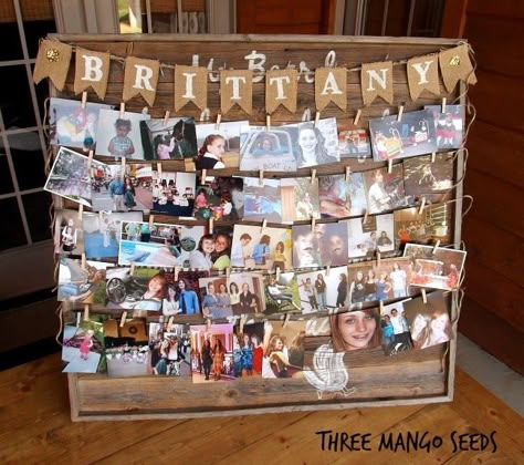 Three Mango Seeds: Photo Display Board (Senior Table/Graduation) Graduation Party Picture Display, Graduation Photo Displays, Graduation Display, Graduation Reception, Photo Display Board, Graduation Party Pictures, Graduation Boards, Senior Graduation Party, Graduation Party High