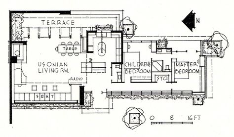 1953 temporary Usonian - Page 2 - Wright Chat Usonian House Plans, Museum House, Usonian Style, Minimal Traditional, Usonian House, Mid Century Modern House Plans, Taliesin West, Frank Lloyd Wright Architecture, Frank Lloyd Wright Buildings