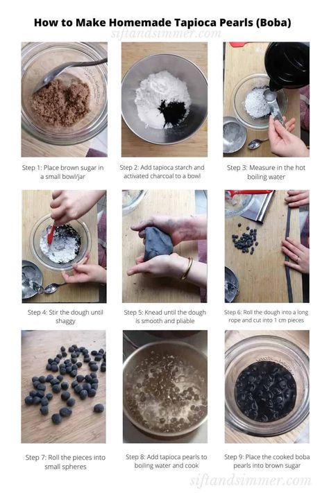 How To Make Boba Pearls At Home, Tapioca Pearls Recipe, How To Make Tapioca Pearls, Diy Boba Pearls Without Tapioca Starch, Bubble Tea Homemade, Homemade Tapioca Pearls, Making Tapioca Pearls, Bubble Tea Recipe Diy Tapioca Pearls, Tapioca Bubble Tea